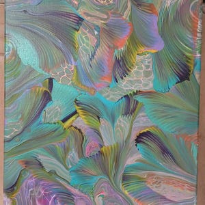 Pintura acrílica fluida de otro mundo, combinación de arrastre de cadena y deslizamiento.