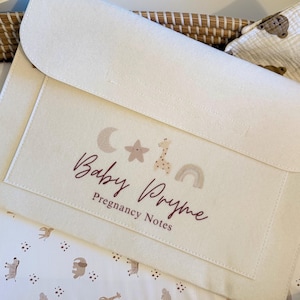 Personalized Cream Felt Pregnancy Notes Folder | Baby Keepsake