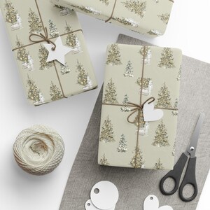 Christmas Tree Wrapping Paper, Holiday Gift Wrap, Festive Present Packaging, Green Tree Design, Xmas Craft Supplies