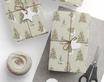 Christmas Tree Wrapping Paper, Festive Holiday Gift Wrap