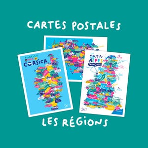 Cartes postales - Les régions / France / Illustration /