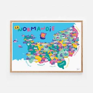 Affiche "La Normandie" / Art mural / Décoration / Carte / France