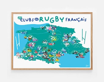 Poster "French rugby clubs"