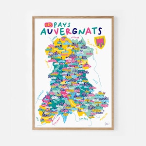 Manifesto "I paesi dell'Alvernia" / Mappa / Francia / Alvernia / Manifesto di viaggio