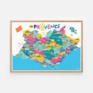 Poster "La Provence" / Karte / Frankreich / Wandkunst / Dekoration