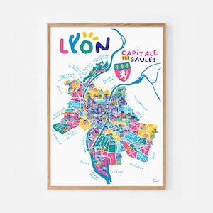 Poster &quot;Lyon, capital of the Gauls&quot; / Map / France / Wall art / Art Print / Decoration / Cityscape / Travel poster