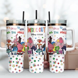 Inside Out 40oz Tumbler, Disney Inside Out Insulated Tumbler, It&#39;s Ok To Feel Alll The Feels Cup, Perfect for Gift