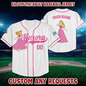 Personalized Princess Aurora Jersey, Princess Aurora Baseball Jersey, Jersey for Kids, Youth & Adults, Gift For Her