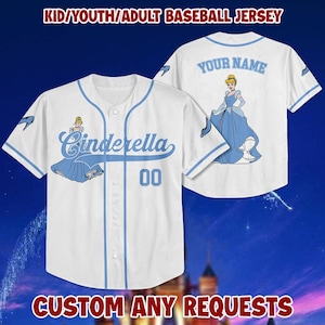 Personalized Princess Cinderella Jersey: Baseball Style, Kids & Adults