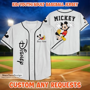 Personalized Disney Mickey Mouse Baseball Jersey, Custom Mickey Mouse Baseball Jersey, Custom Disney Baseball Jersey, Gift For Disney Fan