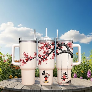 Disney Couple Mouse Skinny Tumbler 20 30 40oz, Disney Tumbler, Mickey and Minnie Tumbler Wrap, Gift for Couple