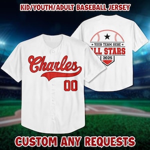 Custom Team Name Baseball Jersey, Gift For Baseball Fans, Custom Number Baseball Team jersey, Kids Youths Adults Jersey