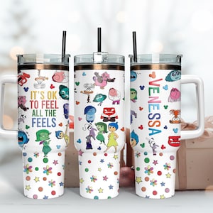 Personalized Inside Out 40oz Tumbler, Disney Inside Out Insulated Tumbler, It&#39;s Ok To Feel Alll The Feels Cup, Gift for Friends