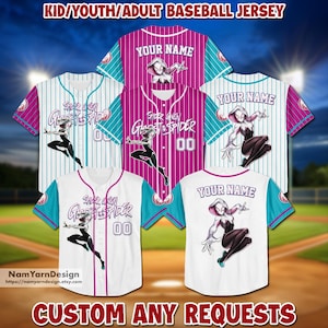 Personalized Spidey And His Amazing Friends Gwen Stacy Baseball Jersey, Spider Verse Baseball Jersey Team, Gwen Stacy Baseball Jersey Gift