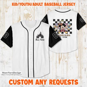 Benutzerdefinierte Disney Mickey Jersey, Disney Mickey & Co 1928 Weihnachten Baseball Jersey, Mickey und Freunde Jersey, Cartoon Jersey für Kinder Erwachsene
