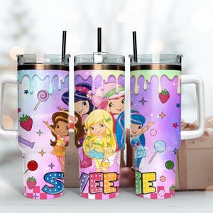Strawberry Character Tumbler with Handle, Trendy Pink Cartoon 400oz Skinny Tumbler, Perfect Gift For Friends
