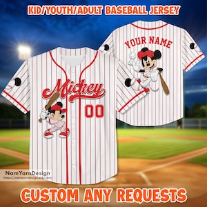 Personalized Disney Mickey Mouse Baseball Jersey, Custom Mickey Mouse Baseball Jersey, Custom Disney Baseball Jersey, Gift For Fan Disney
