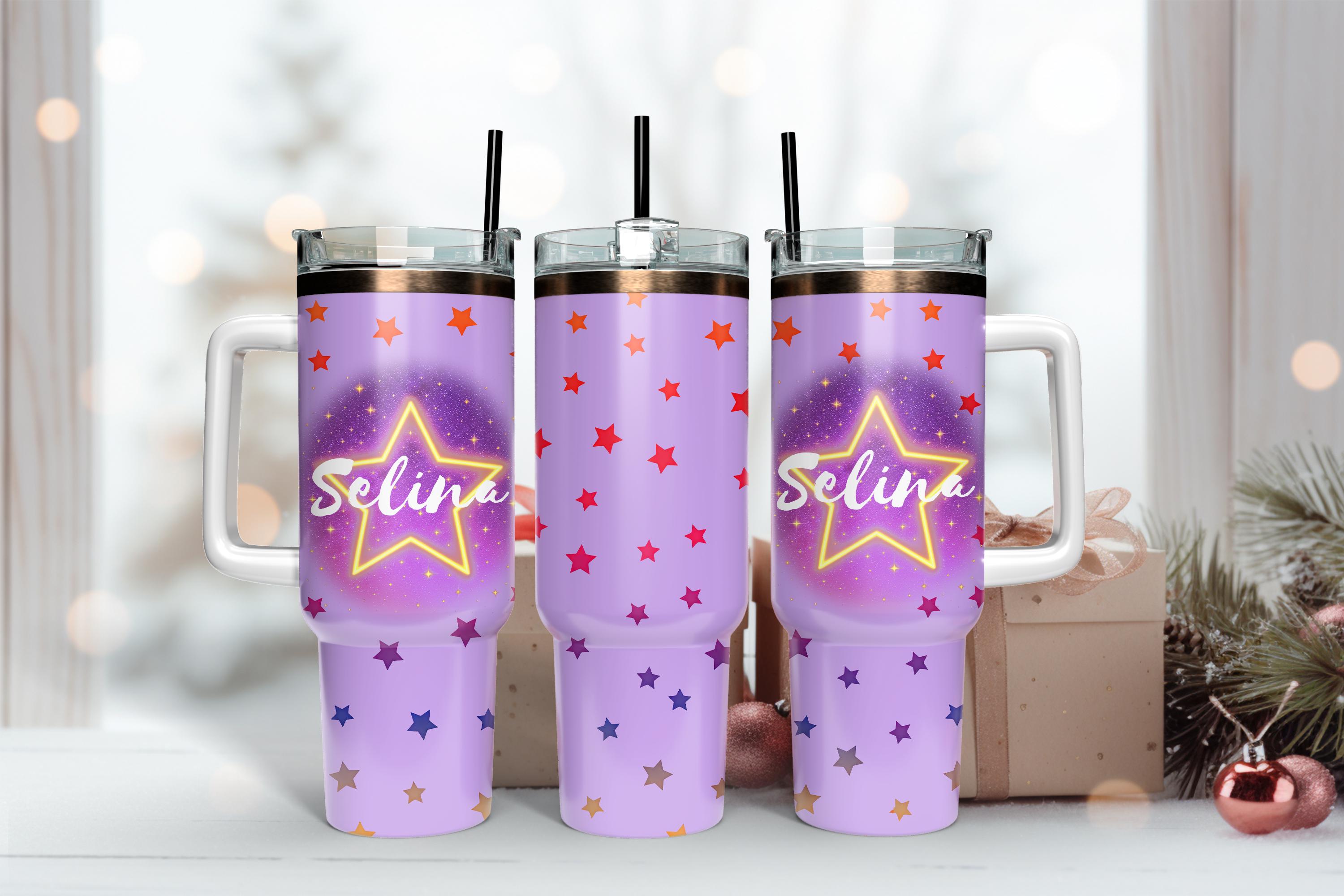 Discover Personalized Sparkle Star Tumbler with Handle: 40oz Stainless Steel Mug