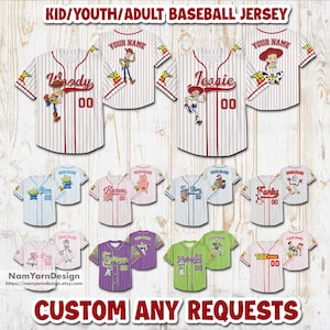 Personalized Disney Toy Story Jersey Baseball, Customized Name & Number Disney Baseball Jersey Team Outfit Pixar Toy Story Gift For Fan