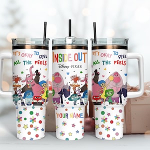 Personalized Name Inside Out 40oz Tumbler, Disney Inside Out Insulated Tumbler, It&#39;s Ok To Feel Alll The Feels Cup, Perfect for Gift