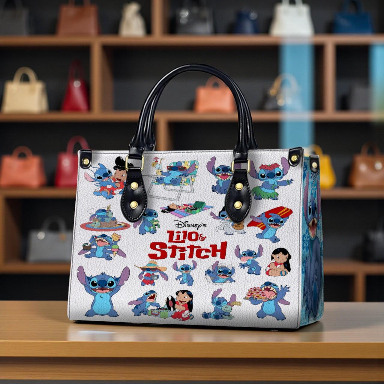 Discover Disney Lilo and Stitch Leather Shoulder Bag, Vintage Crossbody Handbag for Women