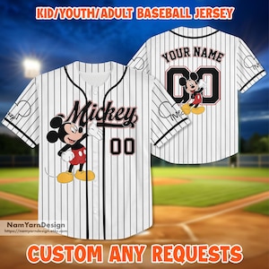 Personalize Disney Vintage Mickey Baseball Jersey, Custom Kid Youth Adult Baseball Jersey, Custom Disney Birthday Boy Gift