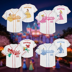 Personalized Disney Princess jersey Bundle, Disney Baseball Jersey, Jersey for Kids, Youth & Adults, Gift For Her