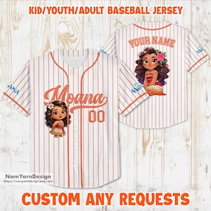 Personalized Disney Moana Princess Baseball Jersey, Princess Jersey , Disneyland Baseball Team, Magic Kingdom Shirt, Matching Family T-Shirt