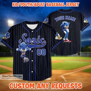 Personalized Sonic Baseball Jersey: Custom Name & Number