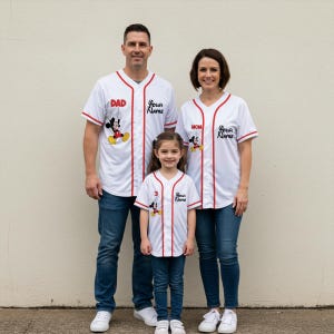 Personalize Disney Mickey Birthday Baseball Jersey, Custom Kid Youth Adult Baseball Jersey, Custom Disney Birthday Boy Gift, Matching Family