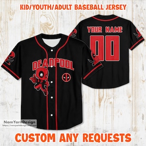 Custom Deadpool Baseball Jersey: Superhero Gift for Family