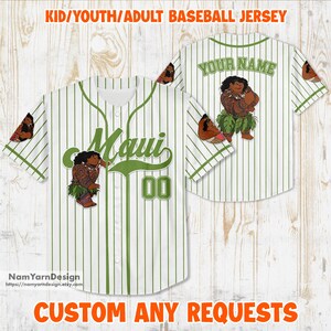 Personalized Moana Maui Baseball Jersey, Custom Name Kid Youth Adult Shirt, Magic Kingdom Trip Baseball Jersey Outfit, Birthday Boy Gift
