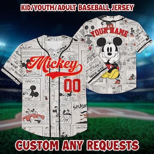 Personalized Disney Mickey Vintage Baseball Jersey, Matching Family Shirt Party, Mickey Jersey For Family, Disney Movie Shirt For Kids