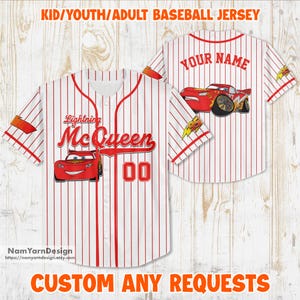 Personalized Lightning McQueen Baseball Jersey: Custom Cars Fan Gift