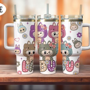 Bunny Tumbler with Handle: Personalized Stainless Steel Kids Mug