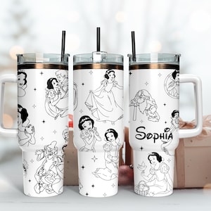 Personalized Name Disney Princess Tumbler 40oz, Princess Snow White tumbler, Princess Engraved Tumbler 40oz - 30oz Stainless Steel