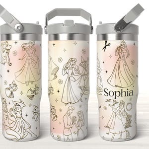 Personalized Name Disney Princess 30oz Flip Straw Tumbler, Princess Snow White tumbler, Princess Engraved Tumbler 30oz Stainless Steel