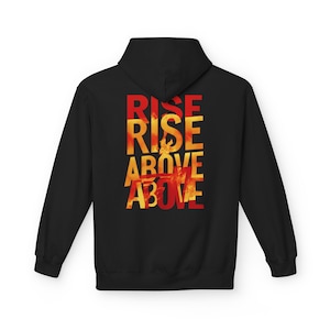 Inspirierender Phoenix-Aufstieg oben Unisex Hoodie | Firey Phoenix Rückseite Design | Kuscheliges Fleece Sweatshirt