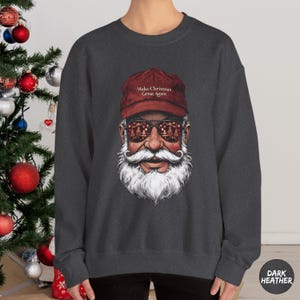 Vintage Santa Christmas Sweatshirt, Make Christmas Great Again Sweatshirt, Funny Santa Sweater, Patriotic Holiday Crewneck