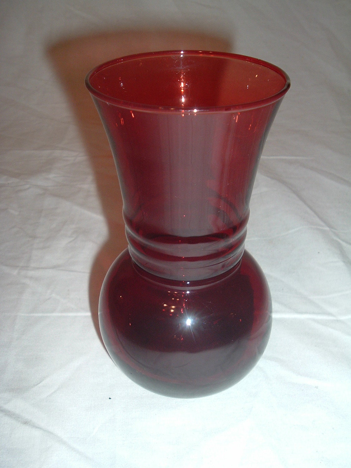 vintage ruby red glass vase Etsy