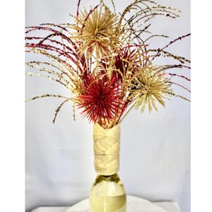 Celebrate NYE with Red & Gold Fireworks Bottle Topper - One-of-a-Kind Gift - Independence Day Fireworks  - Hostess Gift - New Years Eve