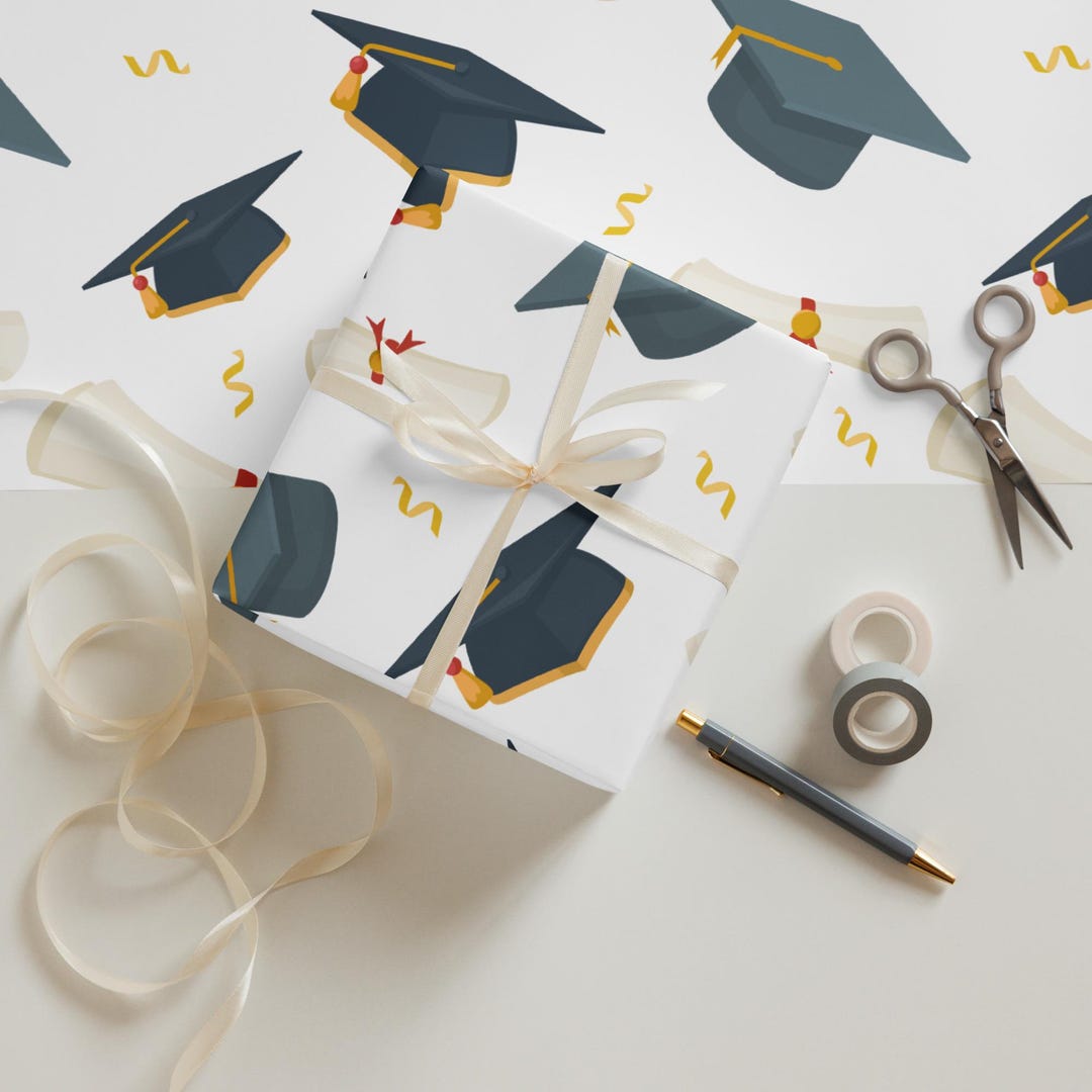 Graduation Cap & Diploma Gift Wrap - Set of 3 Matte Sheets - Etsy