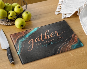 Gather Eat Laugh Live Together Glass Cutting Board