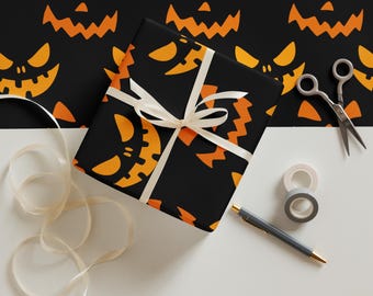 Halloween Jack-O'-Lantern Wrapping Paper Sheets (Set of 3): Spooky Gift Wrap