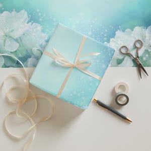 Teal Floral Wrapping Paper Sheets (Set of 3): Feminine Gift Wrap