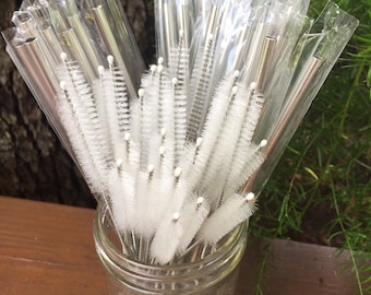 Reusable stainless steel straws - plastic straw alternative - zero waste- metal straw and brush - eco friendly