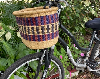 Bicycle basket - Bolga basket - large front bicycle basket  -  grass basket - bike basket - bicycle accessory - gender neutral