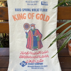 Vintage cotton flour sacks Old fashioned flour sack Original flour sacks Cotton flour sack Pillsbury, Gold Medal , King of Gold image 6