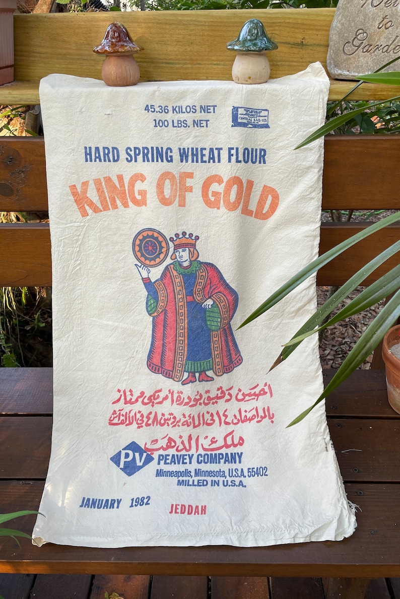 Vintage cotton flour sacks Old fashioned flour sack Original flour sacks Cotton flour sack Pillsbury, Gold Medal , King of Gold image 6