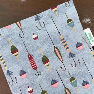 Reusable sandwich bags - Reusable snack bag - For him sandwich bags - Zero waste lunch bags - For the kids sandwich bag -  Gone fishing
